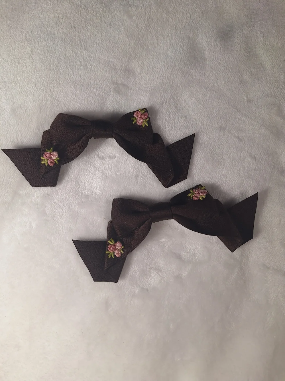 Innocent World Brown Floral Hair Bow Clips | Set of 2 | Classic Lolita